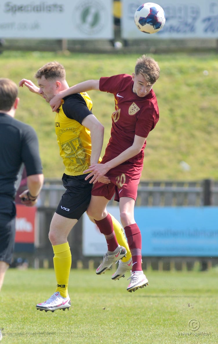 Action from Buckland Athletic Reserves’ 2-0 defeat at home to Mount Gould on Saturday.