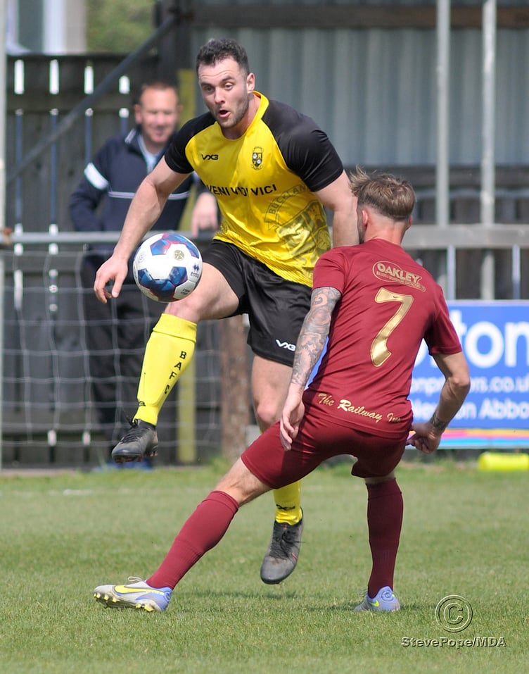 Action from Buckland Athletic Reserves’ 2-0 defeat at home to Mount Gould on Saturday.