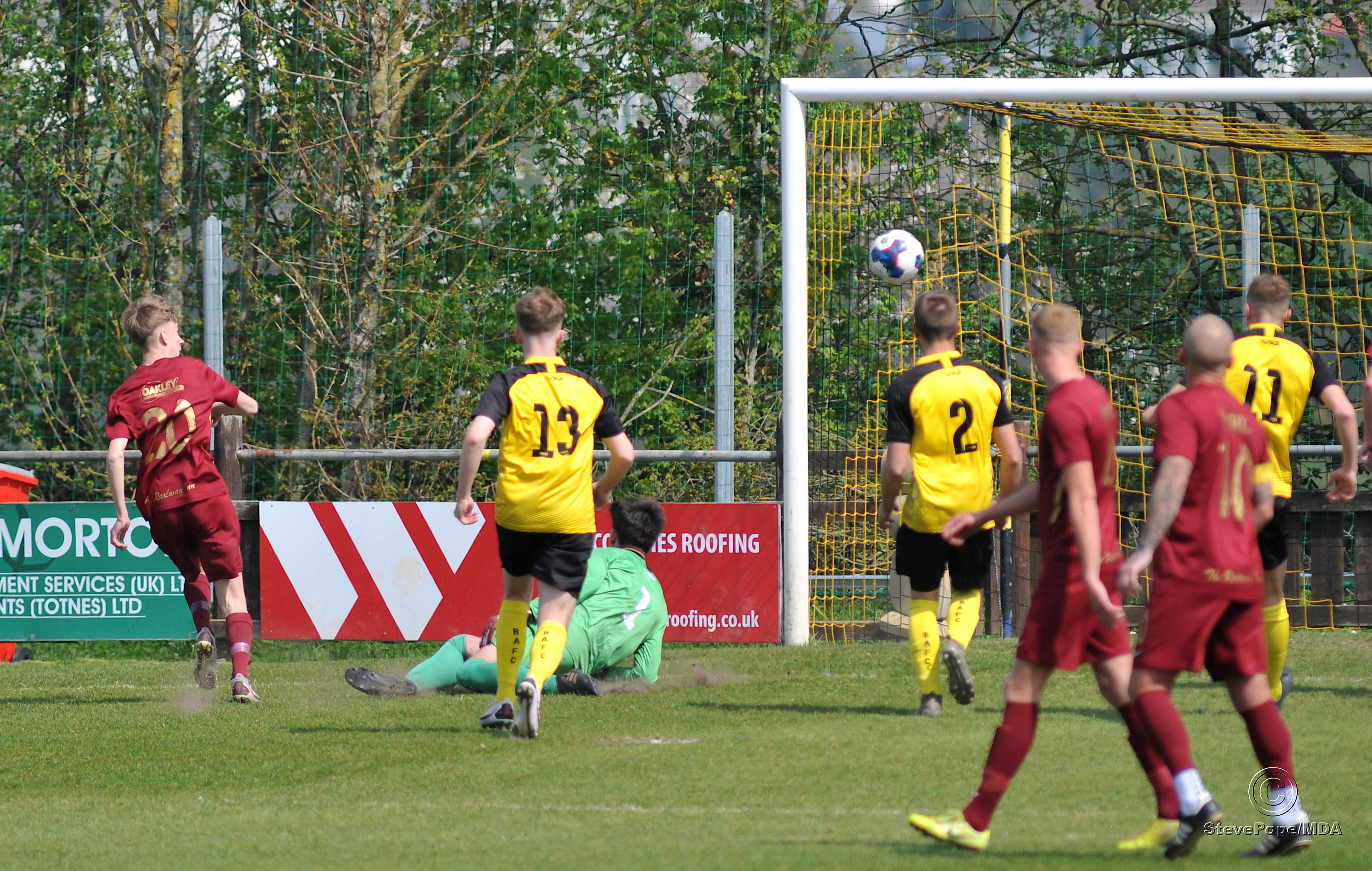 Action from Buckland Athletic Reserves’ 2-0 defeat at home to Mount Gould on Saturday.