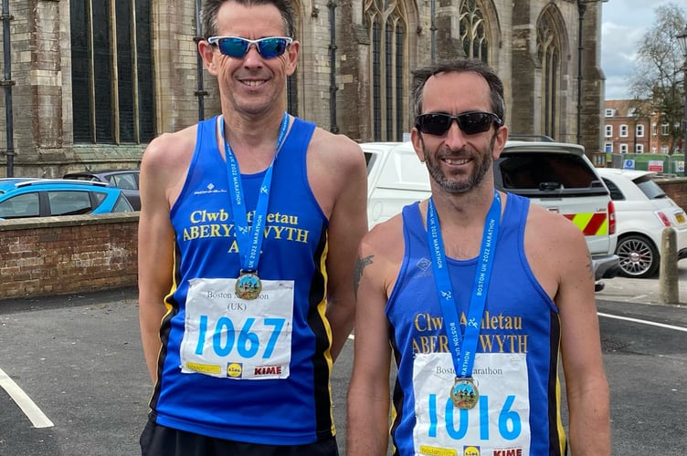 Paul Williams and Ed Land at the Boston Marathon