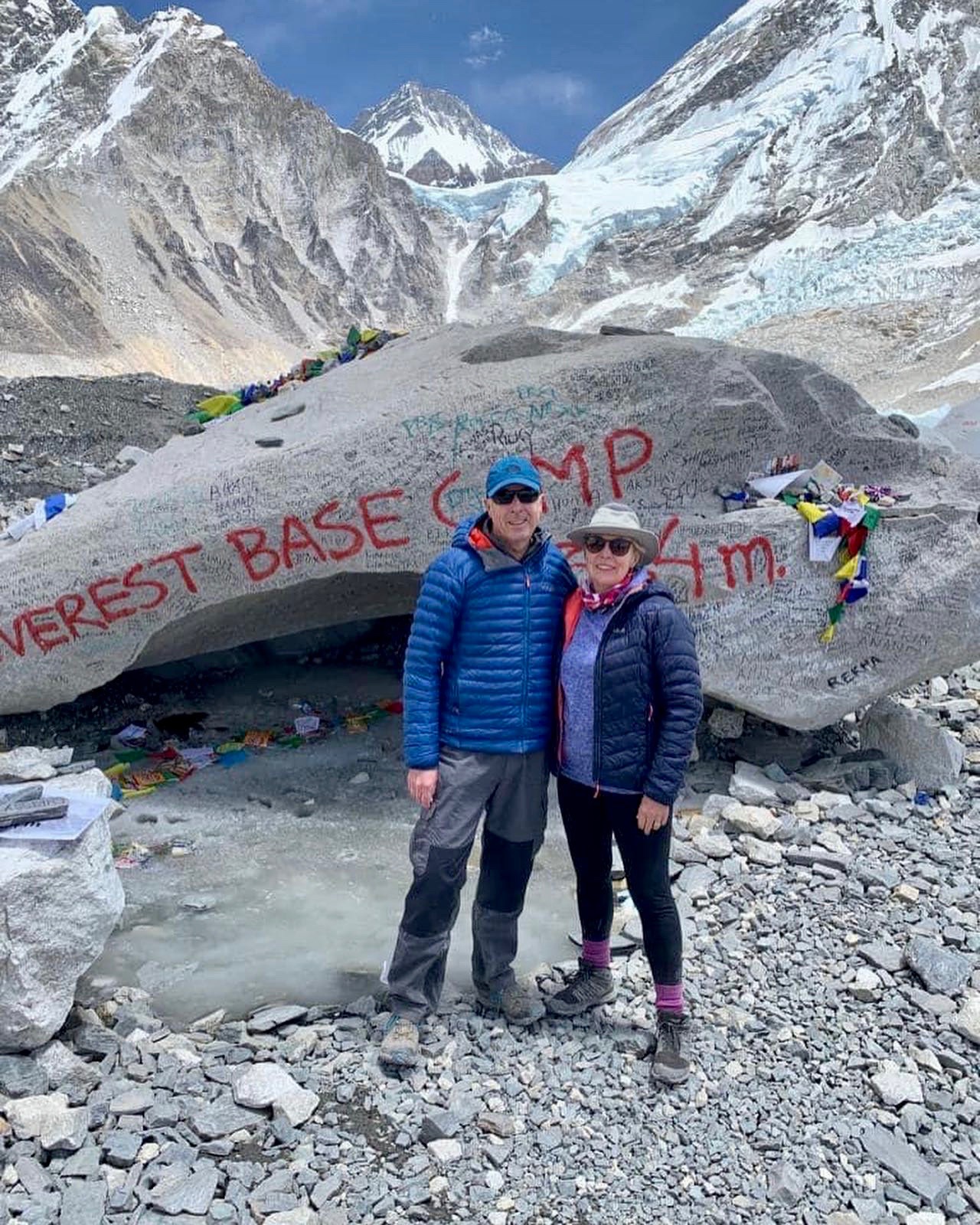 Jan and David Rosser made it to Everest base camp on Monday