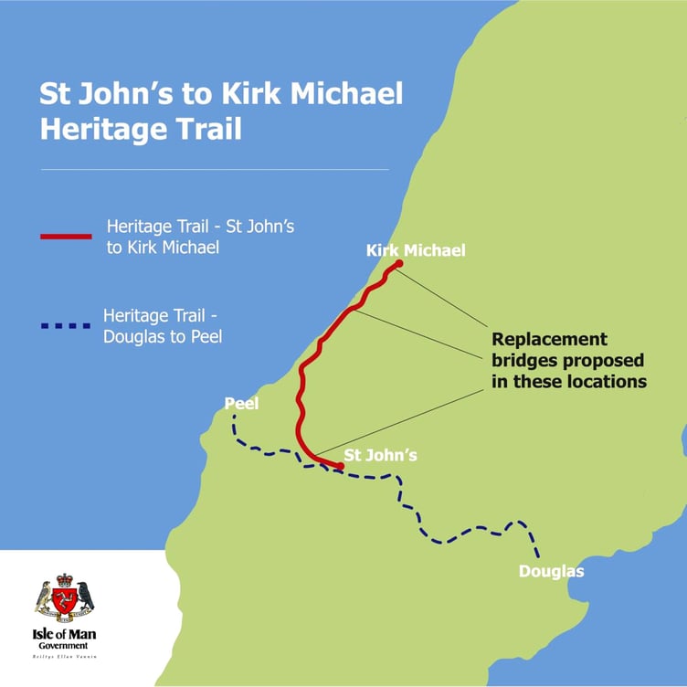 The proposed trail once the bridges are in place