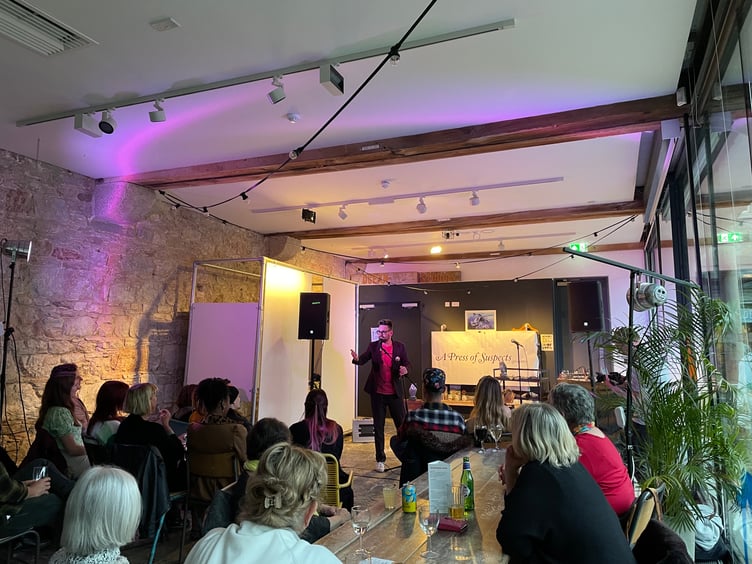 Host Willtordian Ballorian Edwardian in action at the most recent Press of Suspects show at Royal William Yard