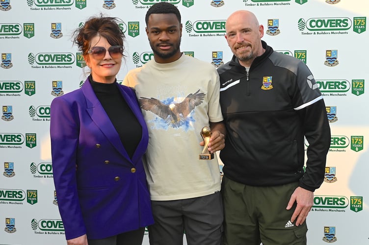 Josh Ogunseye (centre) with Caroline Taylor and Dean Nelson