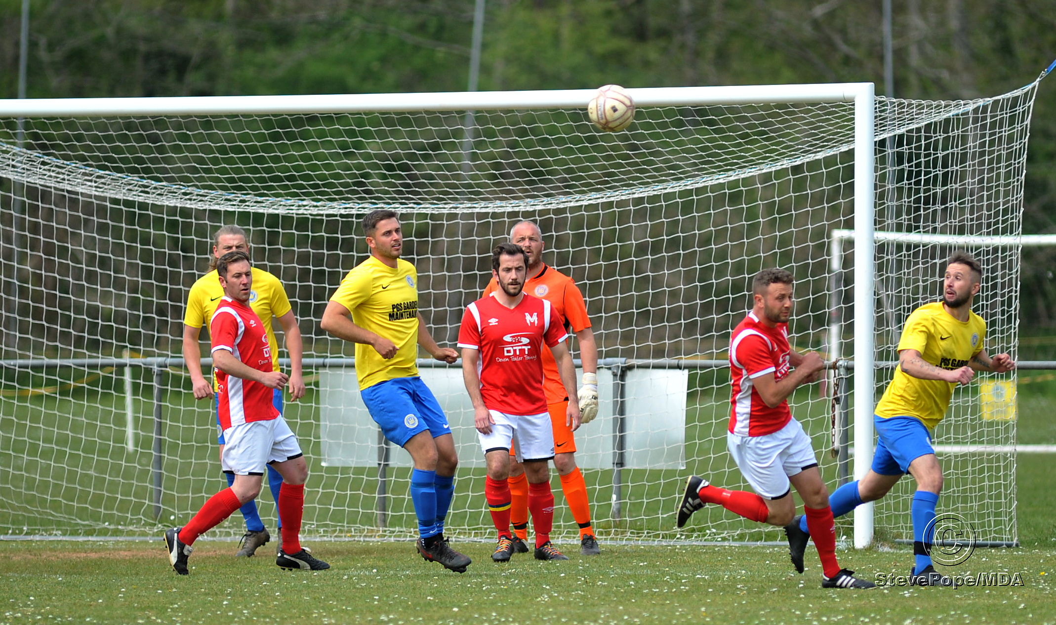 Action from Watts Blake Bearne’s South Devon Football League Premier Division clash with Meadowbrook Athletic on Saturday.