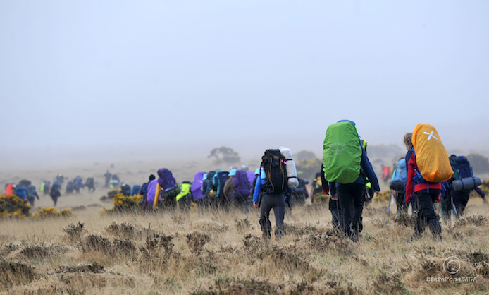 Okehampton Camp, Dartmoor. Start of the 2022 Ten Tors event. Youngsters head off across the moor on the 35, 45 and 55 mile routes