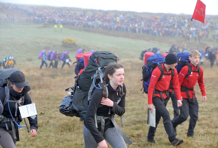 Okehampton Camp, Dartmoor. Start of the 2022 Ten Tors event. Youngsters head off across the moor on the 35, 45 and 55 mile routes