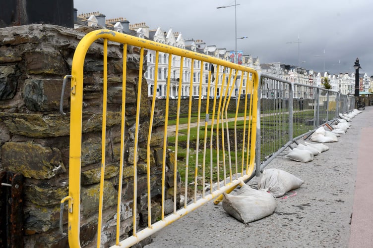 Barriers in use at the sunken gardens on Loch Promenade in Douglas -