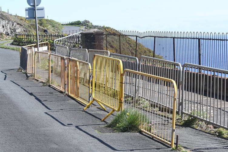 Barriers and neglected railings at Marine Drive -