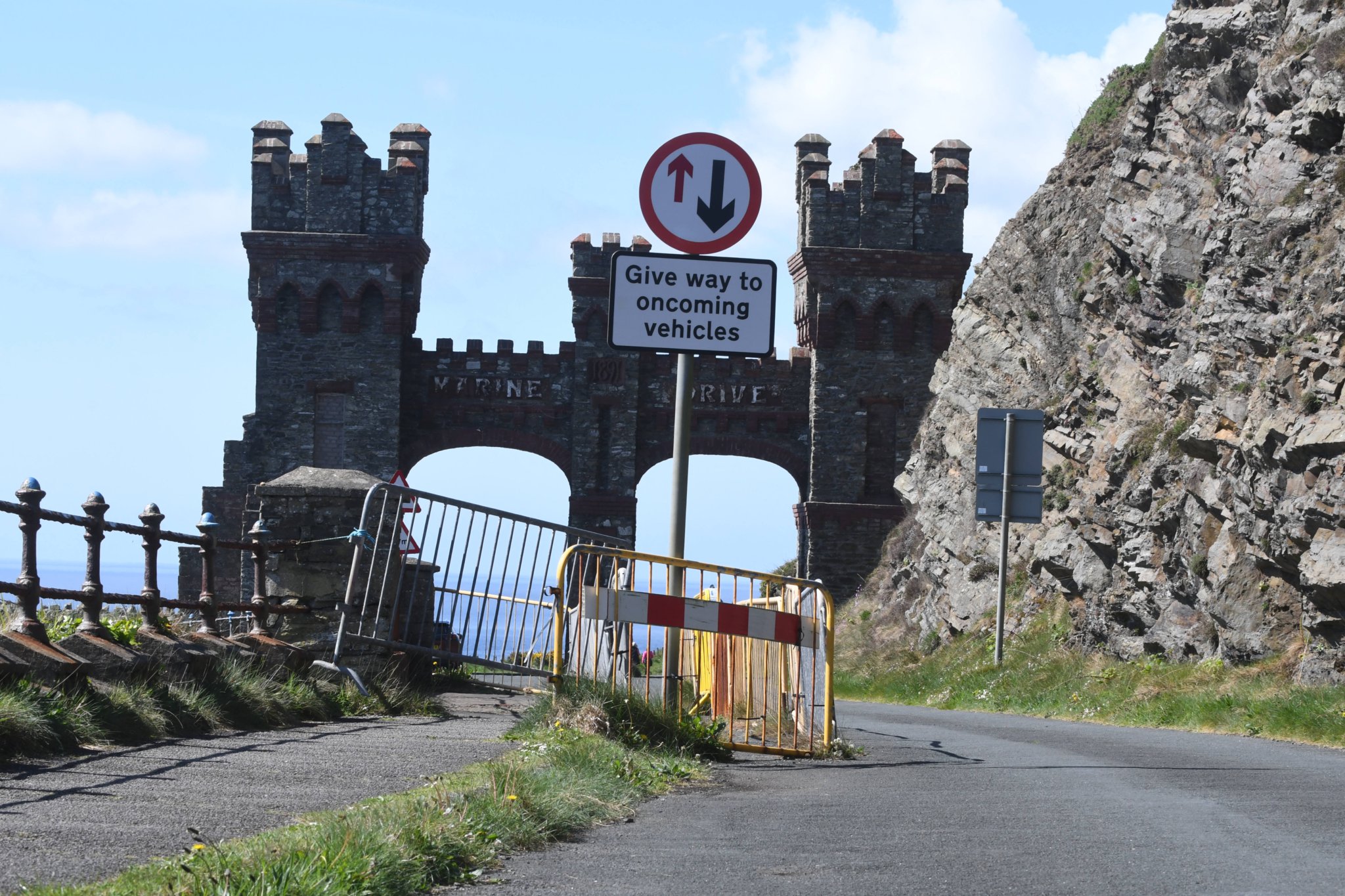 Barriers and neglected railings at Marine Drive -