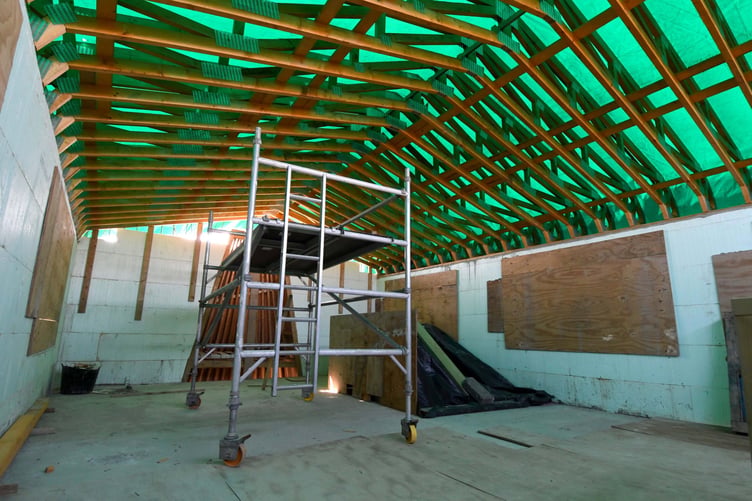 A look inside Dr John Taylor's 'Hobbit home' being built at Ballawoods Halt, on the railway line between Blackboards and Ballasalla - the roof space will contain a mezzanine floor with a bedroom