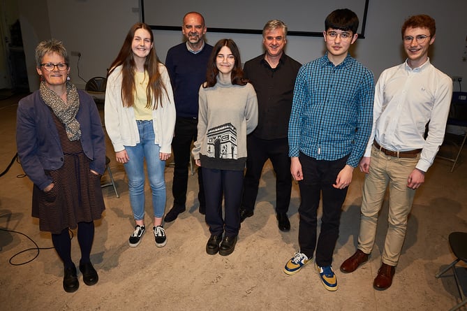 The MRF festival featured impressive new compositions for film animation ‘Spring’. Pictured are, left to right: Beccy Read, founder trustee; Ellen Laughton, MRF young composer; Pande Shahov, composer mentor; Naomi Dragomir, MRF young composer; Simon Speare, composer mentor; Daniel Jurado Hosino, MRF young composer; Dan Keen, composer in residence