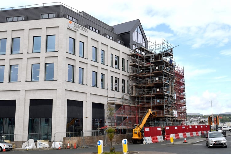 Renovation work is comcluding at the Peveril Building opposite the Sea Terminal in Douglas -