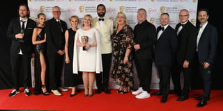Verity on stage with stars to collect BAFTA