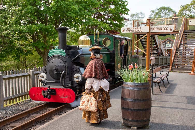 Waiting for the Ffestiniog train at the Steampunk Festival