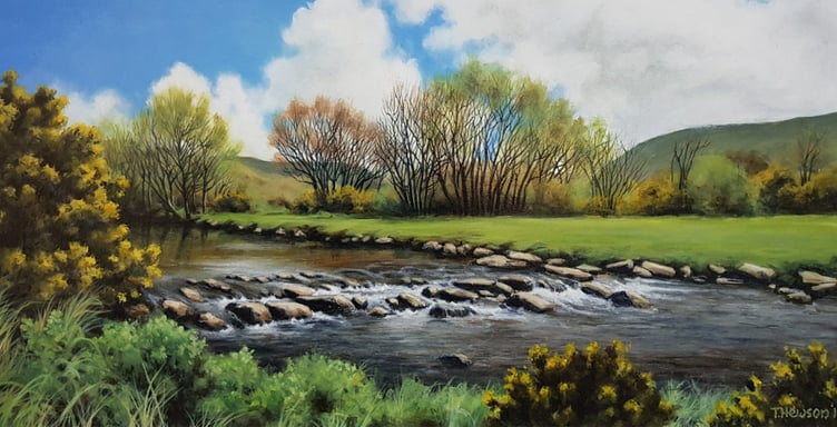 art works from the 'A Very Manx View' exhibition at the Hodgson Loom Gallery