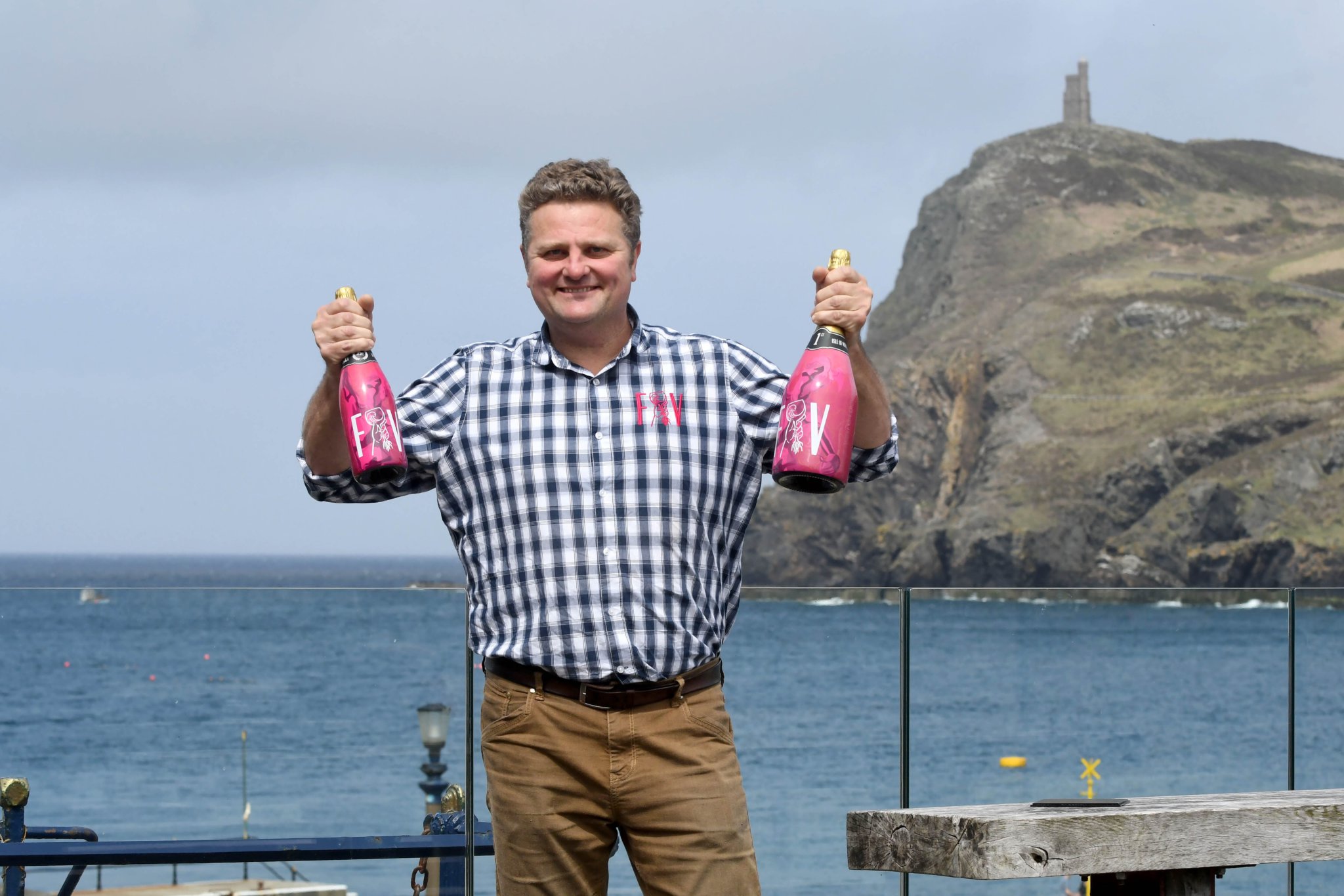 Port Erin-based winery Foraging Vintners are supplying the sparkling wine to be used on the podium at the upcoming TT Races - pictured is co-owner Ian Swindells