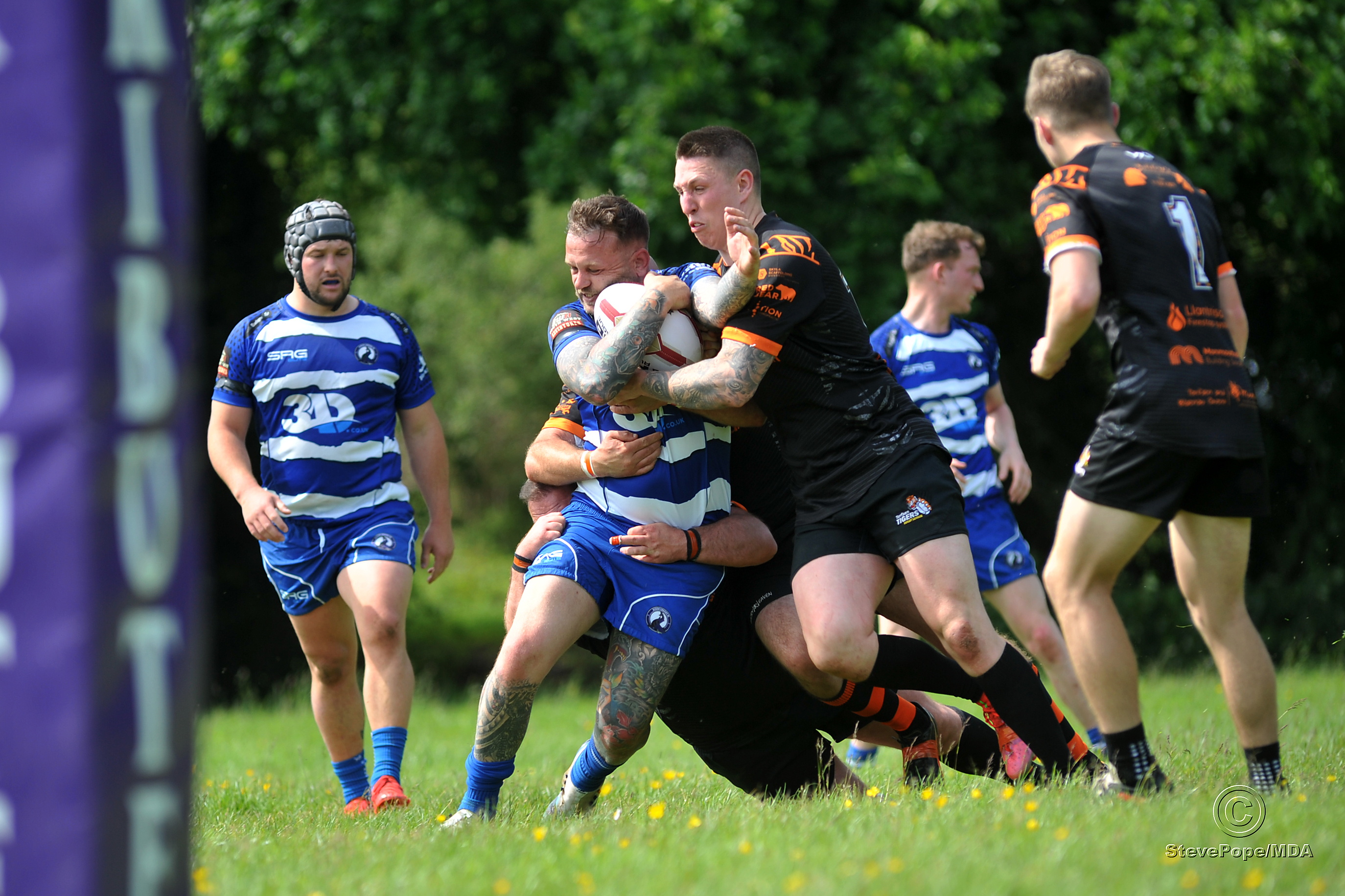 Action from the season-opening clash between Devon Sharks and Torfaen Tigers on Saturday.