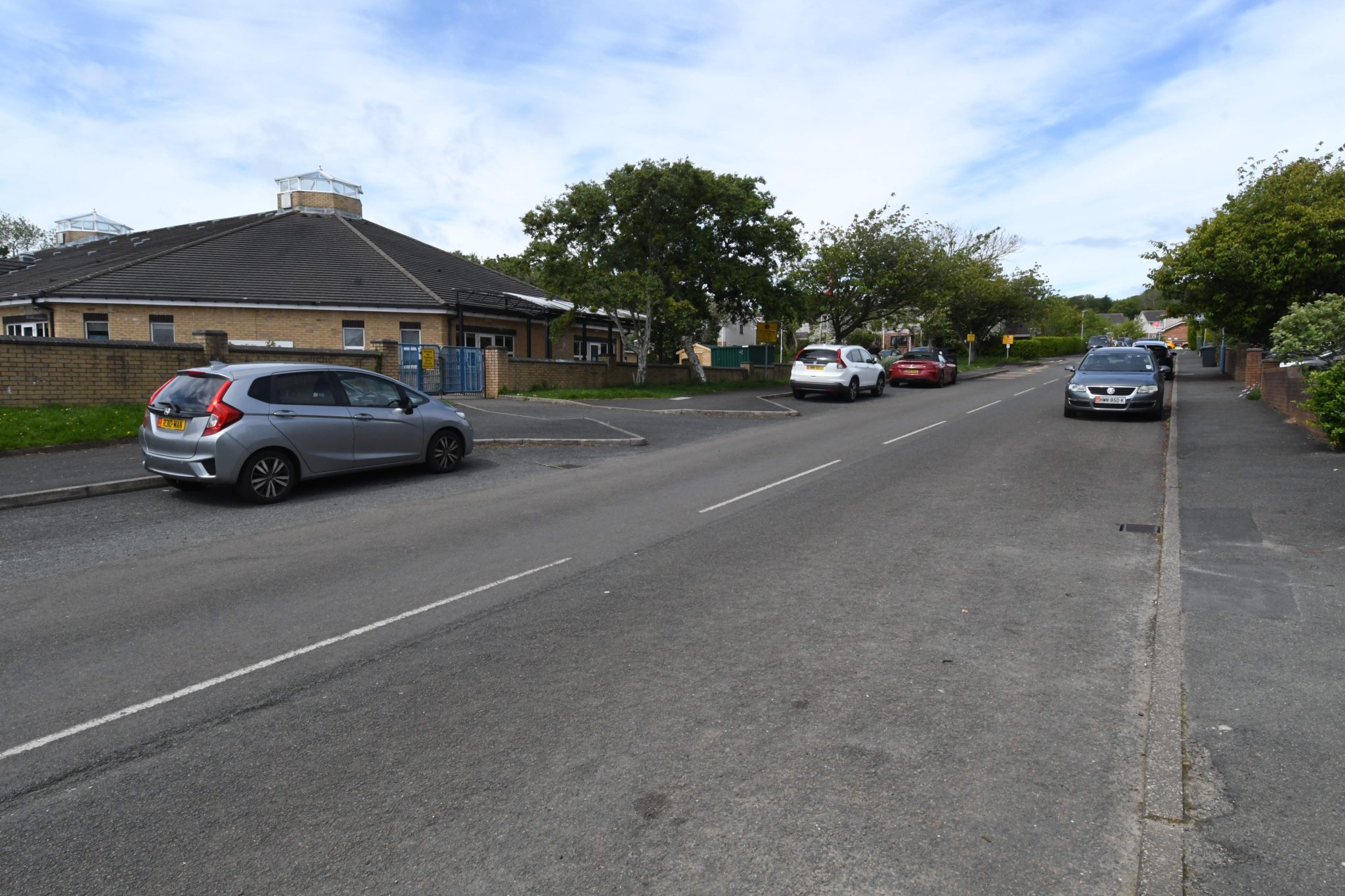 The road outside Meadow Campus, home of Scoill Vallajeelt and St Thomas’s primary schools