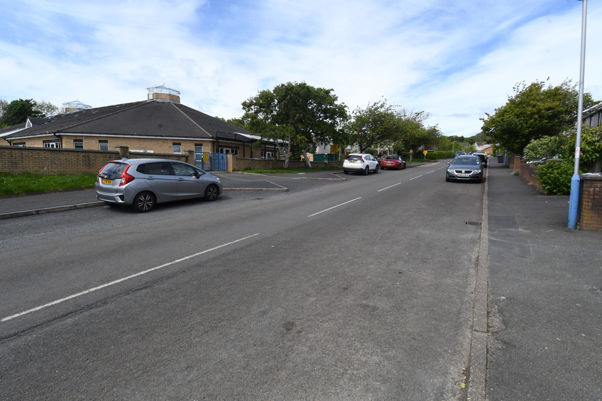 The road outside Meadow Campus, home of Scoill Vallajeelt and St Thomas’s primary schools