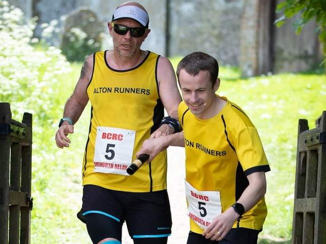 Alistair Morey and James Perrett showing a professional approach to baton changeover. Picture by Douglas MacLean