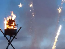 Crondall lit a beacon for the Queen’s Jubilee, followed by fireworks and a a Wellies & Tiaras Ball