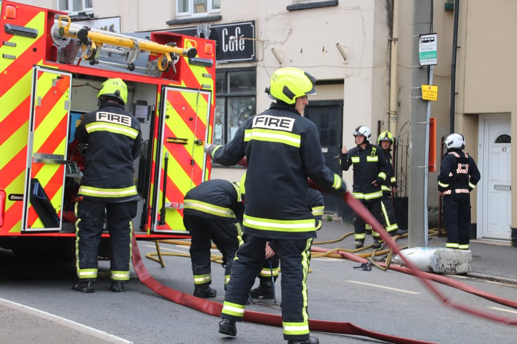 Images from the fire in East Street, Crediton.