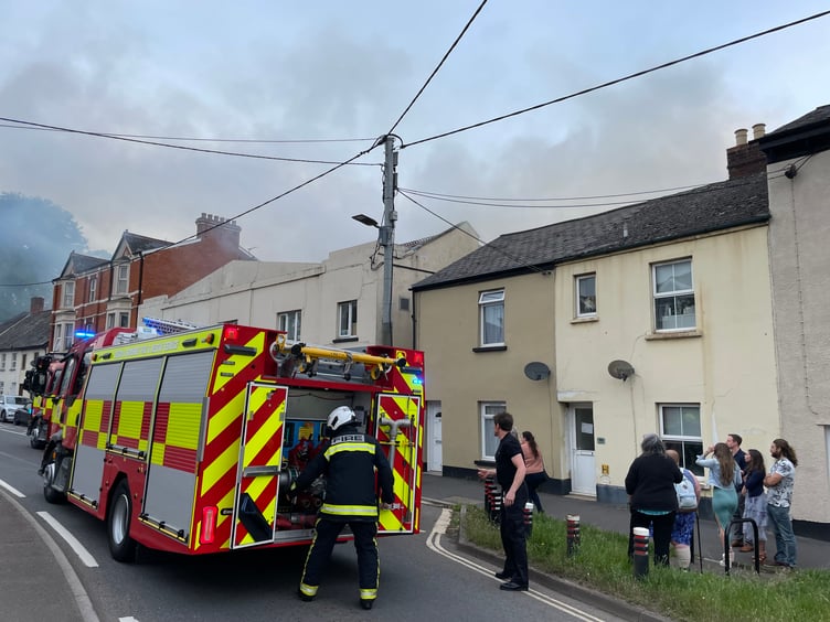 Images from the fire in East Street, Crediton.