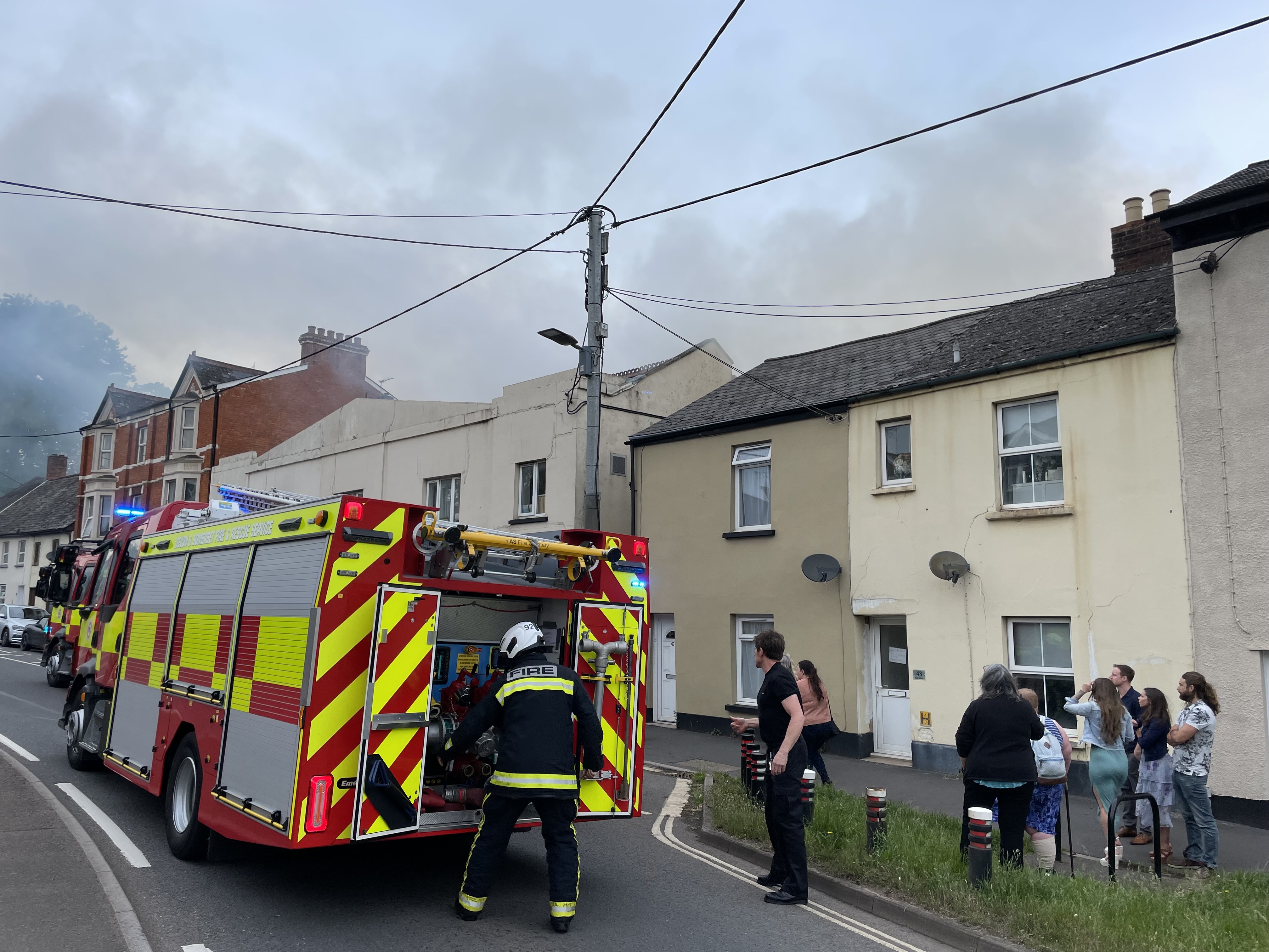 Images from the fire in East Street, Crediton.