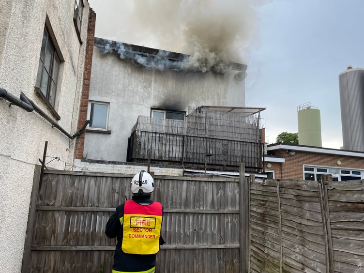 Images from the fire in East Street, Crediton.