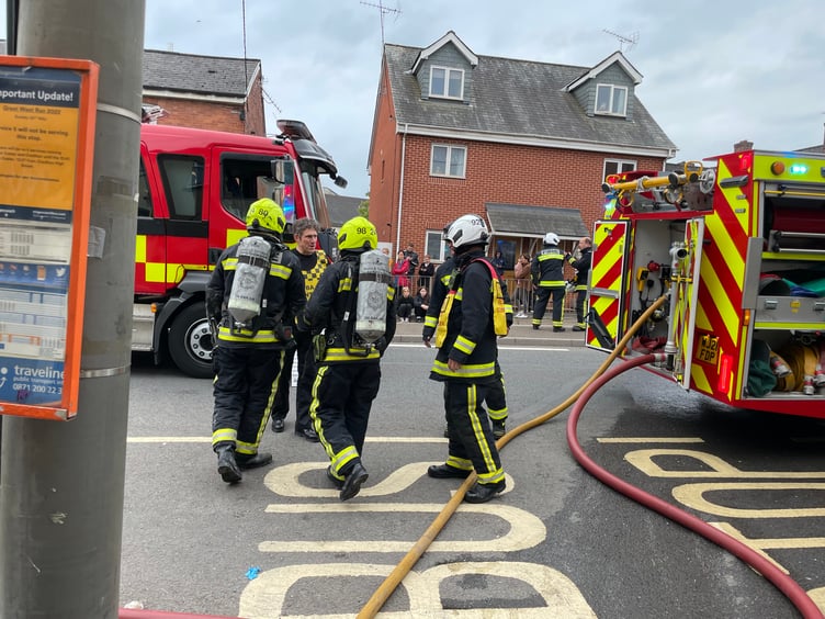 Images from the fire in East Street, Crediton.