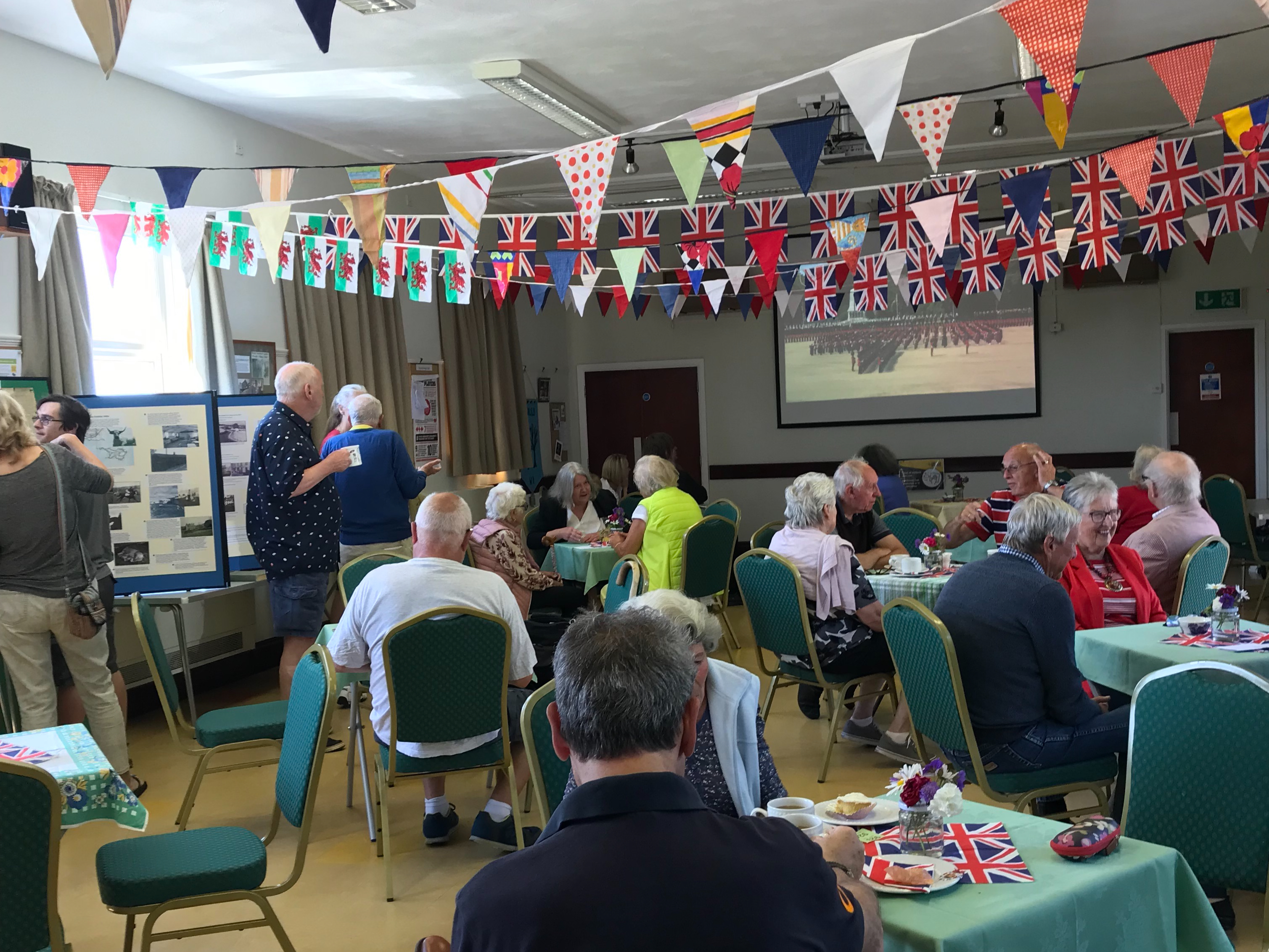 Coffee morning with big screen