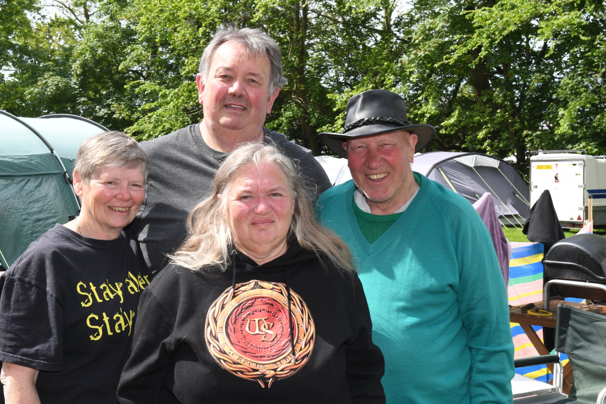 TT visitors’ opinions on the Isle of Man and the TT - left to right: Diane Hartnell (Devon), John Hartnell (Devon), Ria Pepper (Stafford, UK) and Dave Mills (Abbey Wood, London)