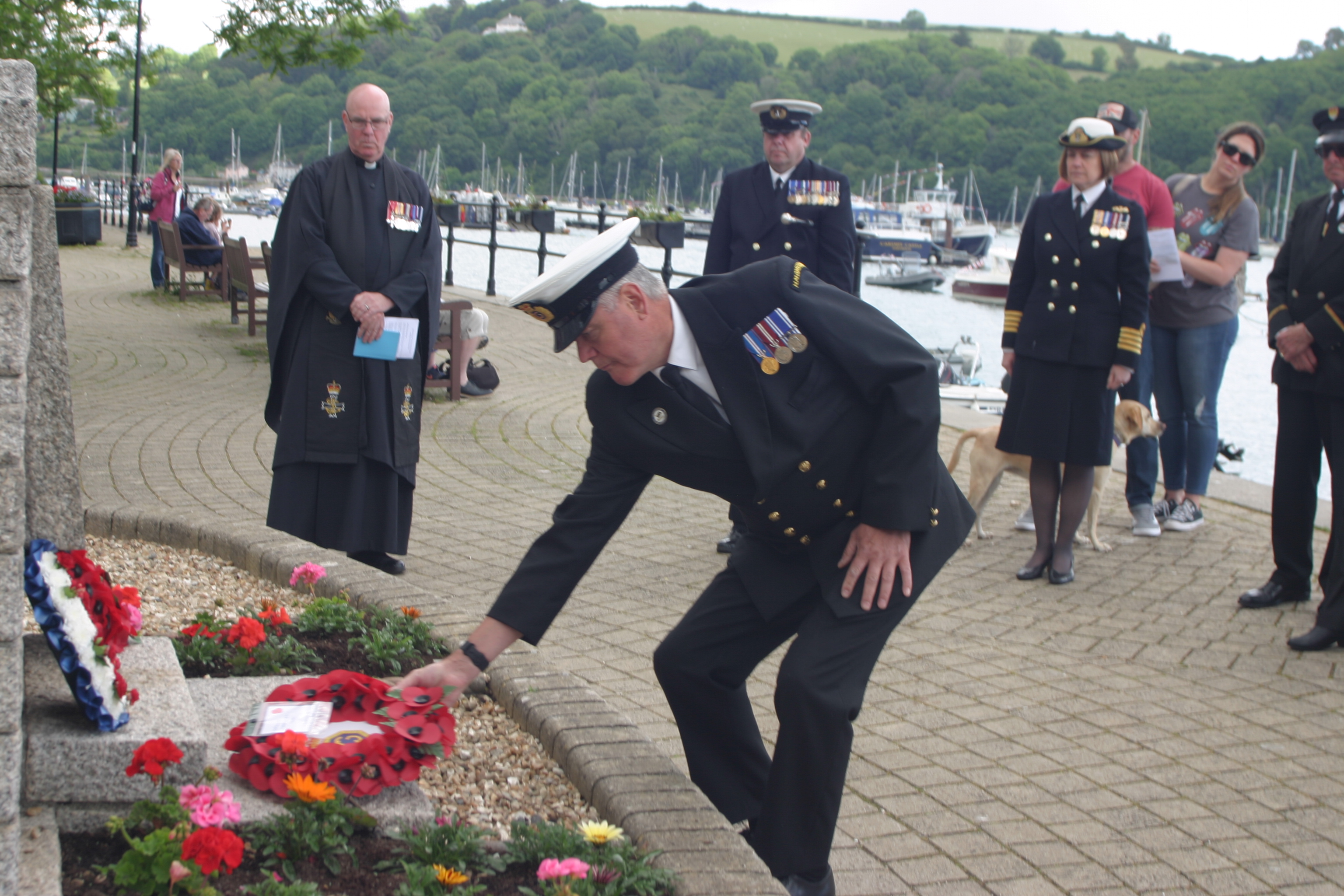 Coastguard Dave Bailey laying D-Day wreath