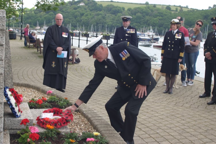Coastguard Dave Bailey laying D-Day wreath
