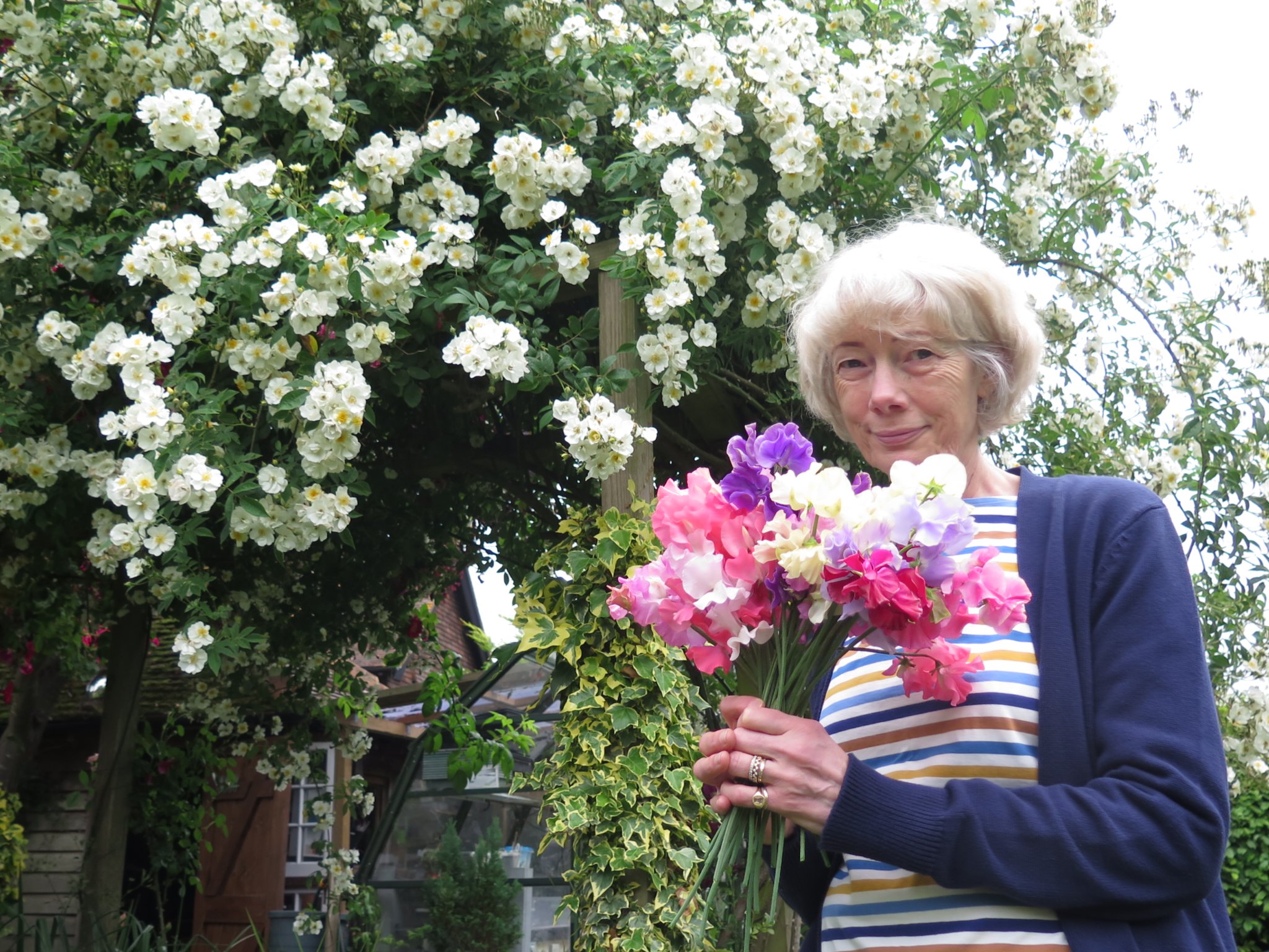 <p>Corinna Furse in her garden in Lower Froyle</p>