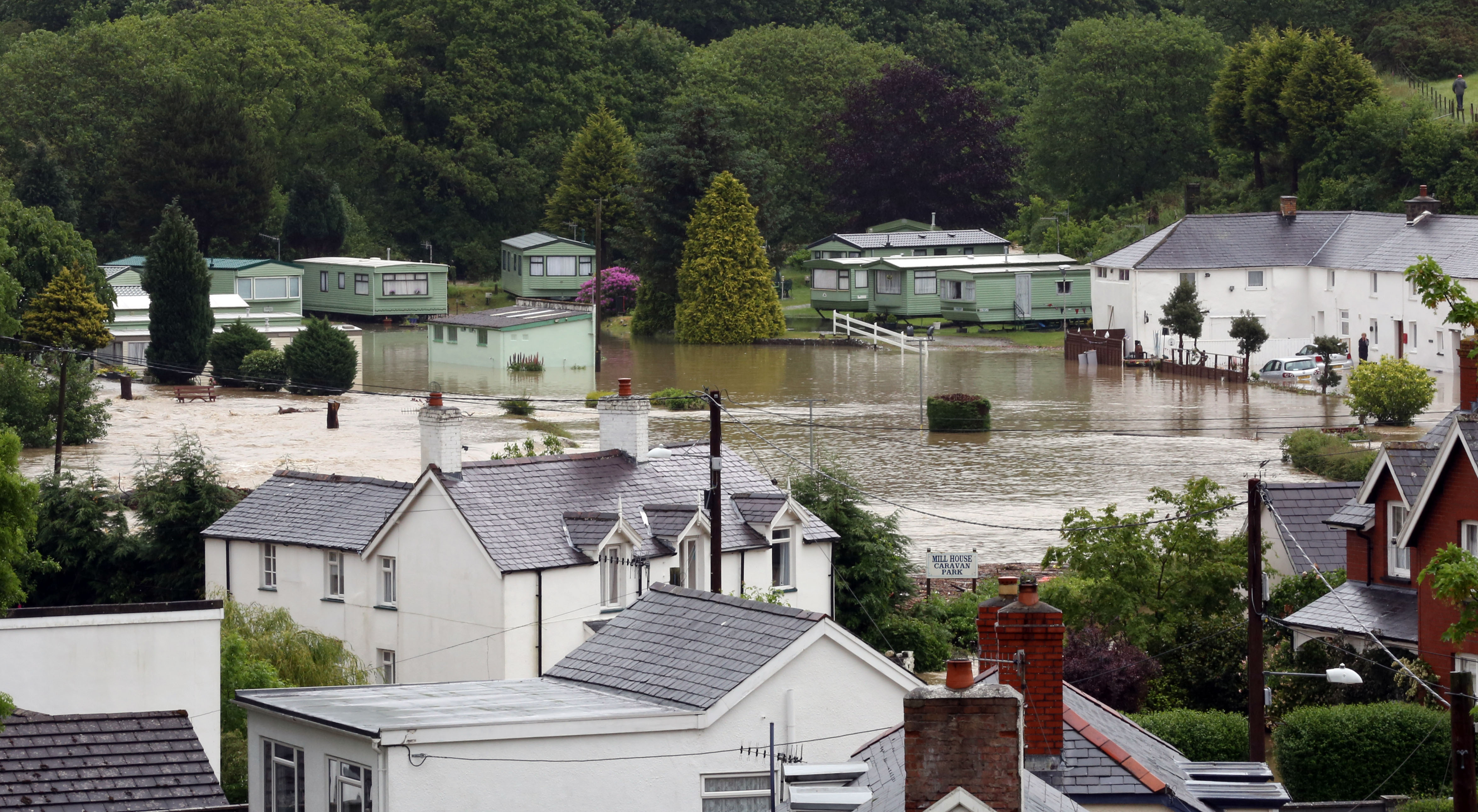 Dol y Bont flood waters