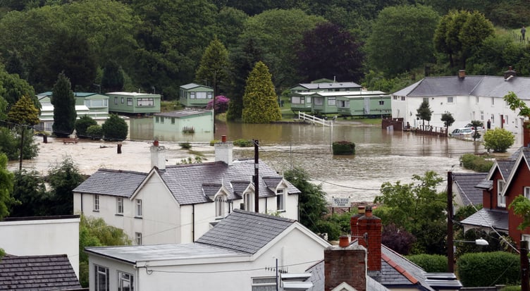 Dol y Bont flood waters