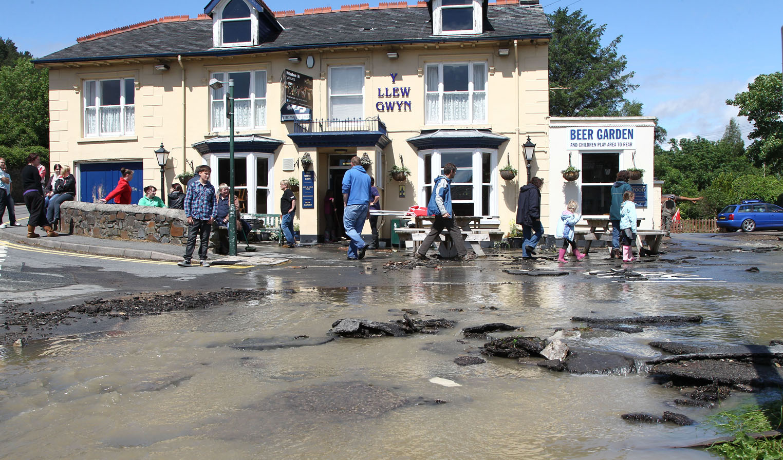 The clean up begins in Talybont