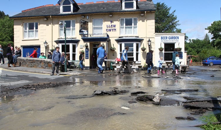 The clean up begins in Talybont