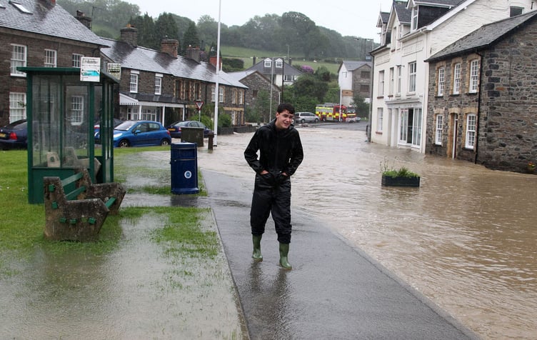 No way through Talybont as flood waters rise