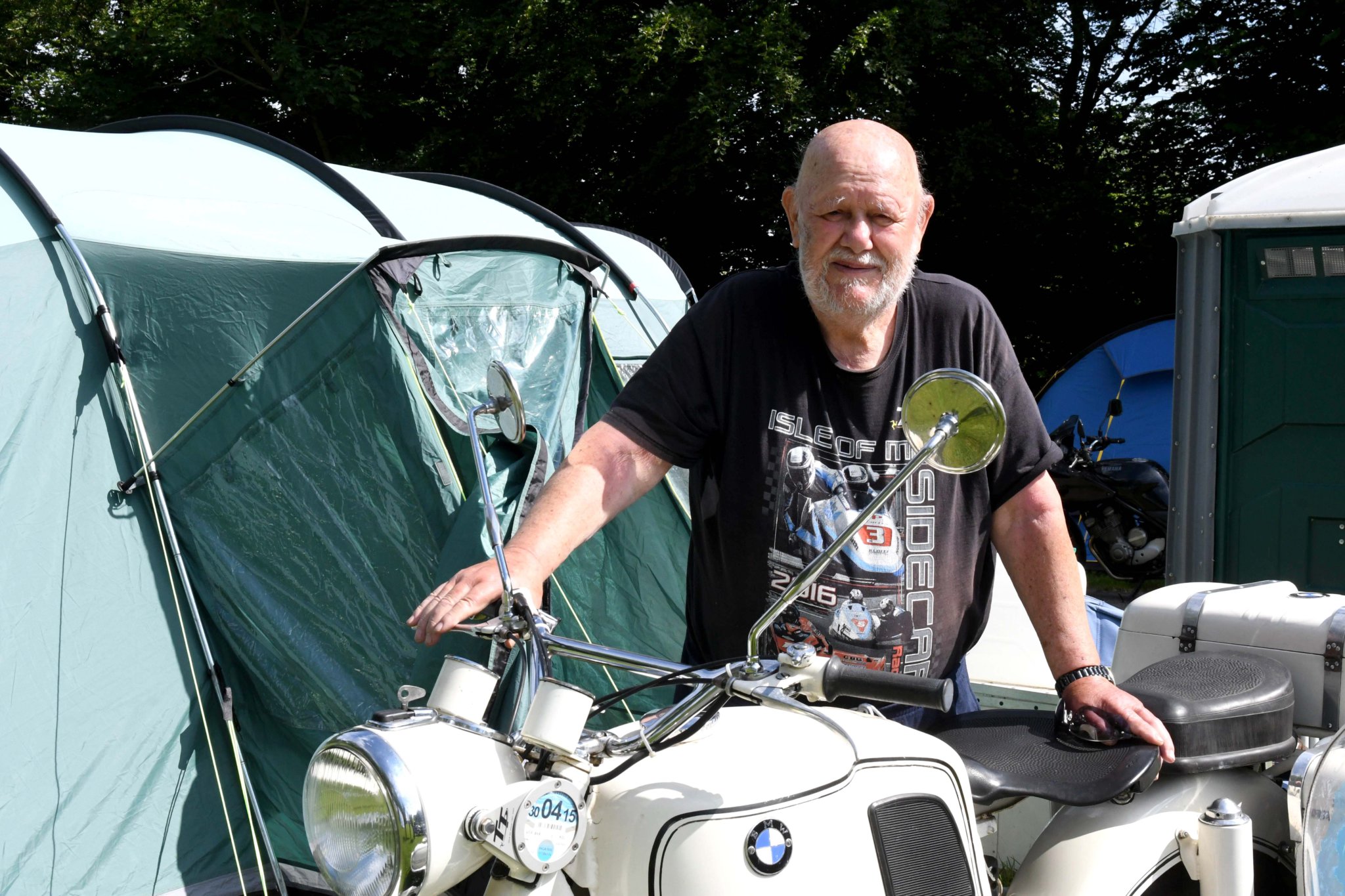 85-year-old TT visitor Graeme Crate has visited the island 41 times riding the same motorcycle (a BMW R69 sidecar STEIB 501, built in 1961)