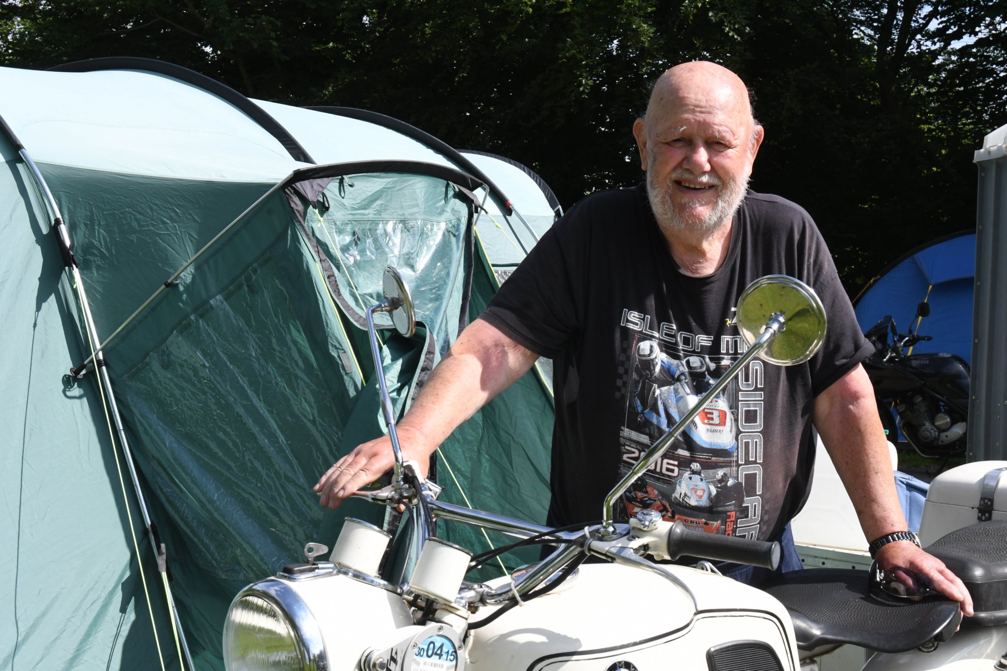 85-year-old TT visitor Graeme Crate has visited the island 41 times riding the same motorcycle (a BMW R69 sidecar STEIB 501, built in 1961)