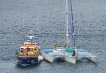 Douglas RNLI volunteers assist stricken nine-metre trimaran yacht