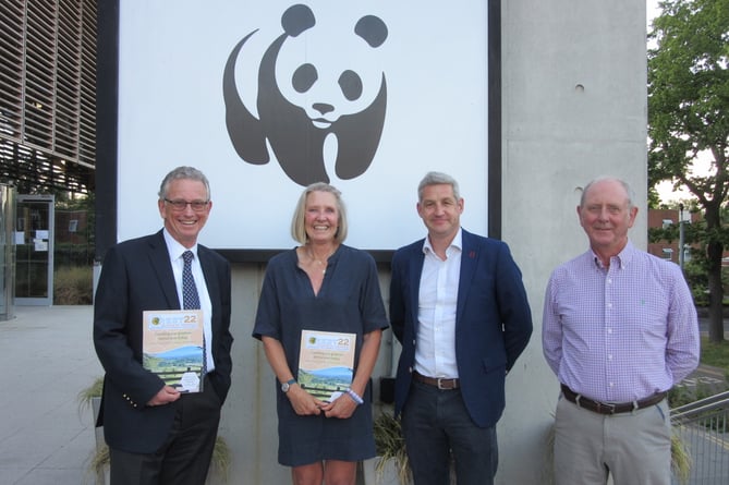 Left to right – Rob Stansbury, chairman of trustees; Suzy Naughalty, trustee; Richard Davies, general manager and Martin Fox, trustee at the WWF Living Planet Centre