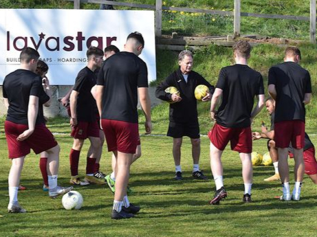 Roger Steer in charge on the Farnham Town training pitch