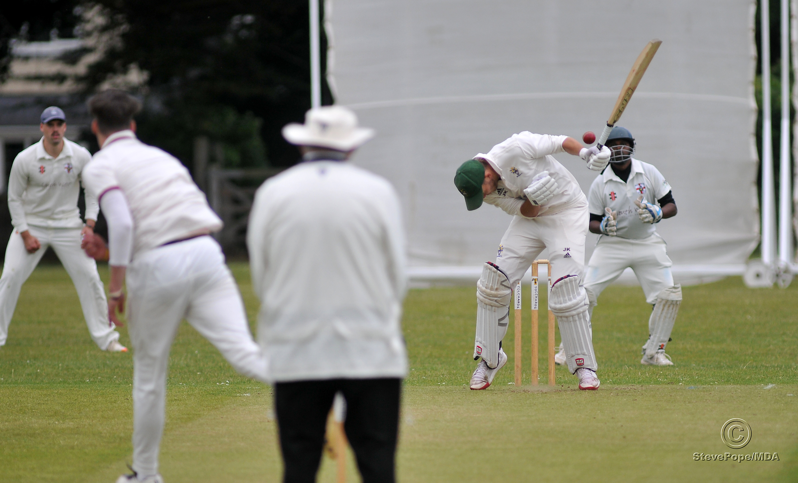 Action from the Devon Cricket League B Division clash between Bovey Tracey second XI and Clyst St George on Saturday.