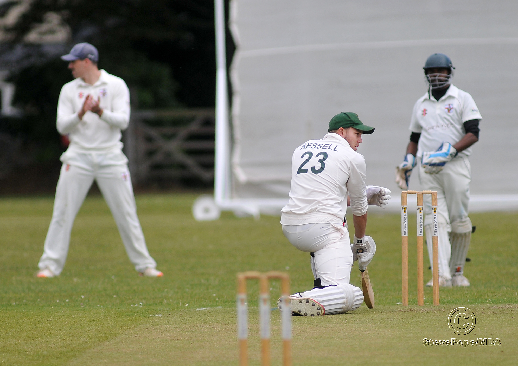 Action from the Devon Cricket League B Division clash between Bovey Tracey second XI and Clyst St George on Saturday.