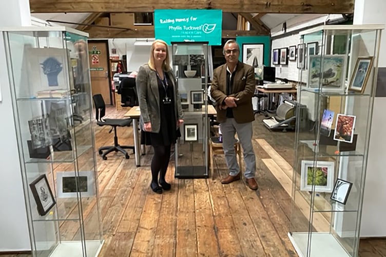 Phyllis Tuckwell community fundraiser Jenny Newman with Kiln Photo’s Abb Abbas-Nazari
