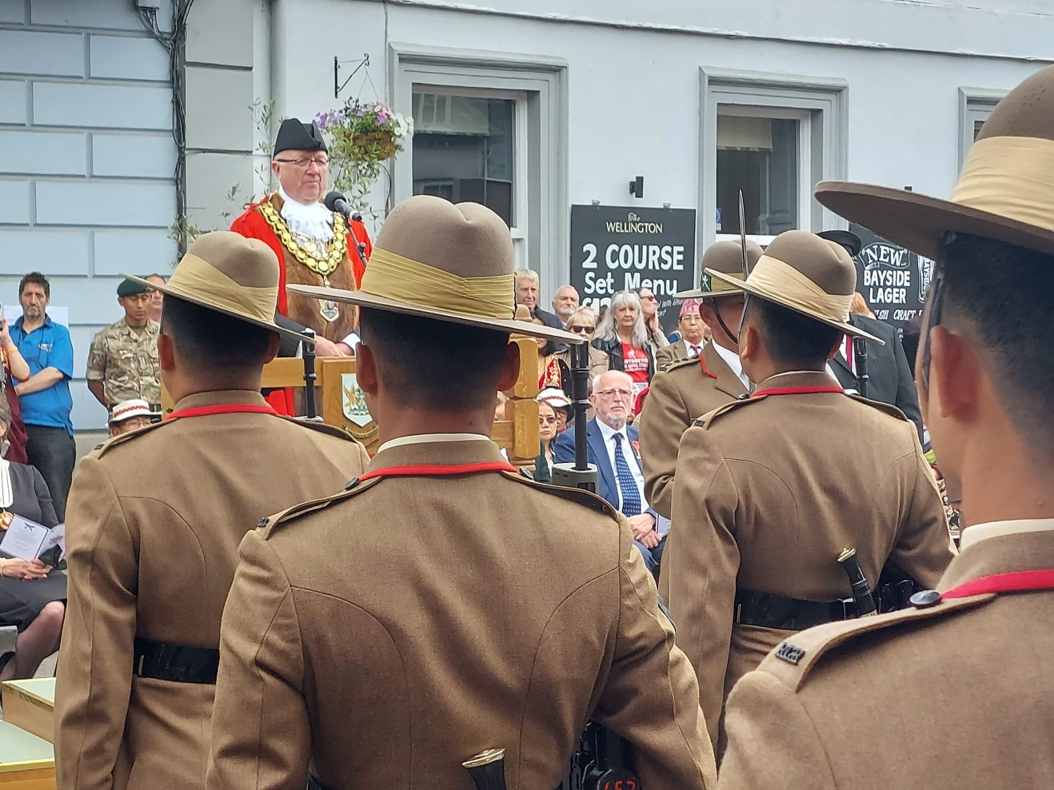 Mayor David Meredith inspects the troops